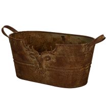 kohteita Soikea metallikulho kahvoilla, peurakuvio, ruosteenvärinen viimeistely, 36 cm