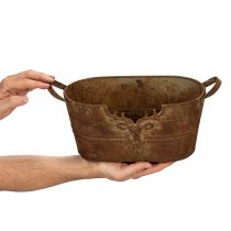 kohteita Soikea metallikulho kahvoilla, peurakuvio, ruosteenvärinen viimeistely, 36 cm