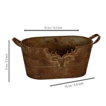 kohteita Soikea metallikulho kahvoilla, peurakuvio, ruosteenvärinen viimeistely, 36 cm