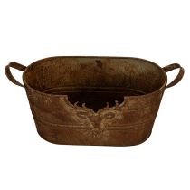 kohteita Soikea metallikulho kahvoilla, peurakuvio, ruosteenvärinen viimeistely, 36 cm