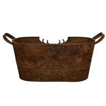 kohteita Soikea metallikulho kahvoilla, peurakuvio, ruosteenvärinen viimeistely, 36 cm