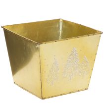 kohteita Metallinen istutusruukku kimaltelevalla kuusiaiheella, 18 cm