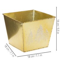 kohteita Metallinen istutusruukku kimaltelevalla kuusiaiheella, 18 cm