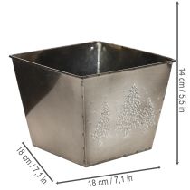 kohteita Neliönmuotoinen metallinen istutusruukku kuusiaiheella, 18 cm