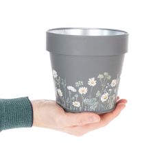 kohteita Kukkaruukku herkällä villikukka-aiheella, käytännöllinen parvekkeella tai terassilla, 15 cm, 3 kpl