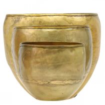kohteita Koristeelliset maljakot, messinginkeltaiset, metallimaljakot Ø18/15/12,5 cm, 3 kpl:n setti