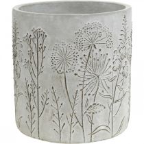 Betoninen kukkaruukku valkoinen kohokukilla vintage Ø16cm