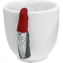 kohteita Jouluruukku Impillä, adventtikoriste, betonirasia valkoinen, punainen Ø8cm H12,5cm 2kpl.