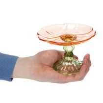 kohteita Koristeellinen lasilautanen jalalla, kukkakuvio tyylikkääseen pöytäkoristeeksi ja kesäiseen sisustukseen, 15 cm