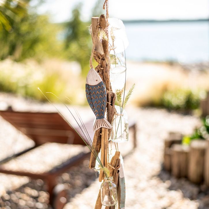 Ajopuuseppele merellinen ajopuukoristelu lasimaljakoilla 70cm