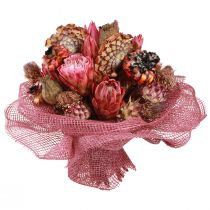 kohteita Kuivatut kukat sekoitus pinkki protea artisokka unikko 38cm 580g
