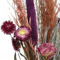 kohteita Kuivatut kukat Kimppu vaaleanpunaisia niittykukkia ja viljoja 70-75cm