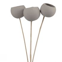 Kuivakukkia koristeelliset kellokupit varressa harmaa 37cm 3kpl
