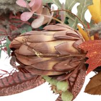 kohteita Ovikreppele Protea Keinotekoinen seppele syksyn lehdillä Ø55cm