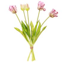 kohteita Tulppaanit keinotekoiset papukaija tulppaanit violetti kukkakimppu, jossa 5 kukkaa 40cm