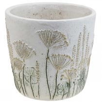Istutuskone iso kukkaruukku keraaminen valkokulta Ø20,5cm K20cm