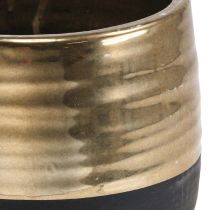 Istutuskone iso keraaminen mustakultainen kukkaruukku Ø20,5cm K18cm