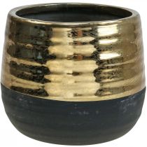 Istutuskone Keraaminen mustakultainen kukkaruukku Ø13cm K12,5cm
