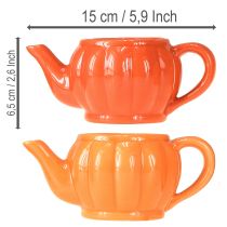 kohteita Keraaminen ruukku/teekannu, oranssi sekoitus, 15 × 9 × 6,5 cm, 2 kpl