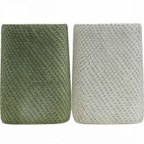 kohteita Istutuskone keraaminen valkoinen vihreä reliefiverkko 14x14cm K21,5cm 2kpl