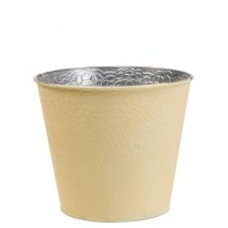 Istutuskone metallinen kukkaistutus pastellinkeltainen Ø13,5cm K12,5cm