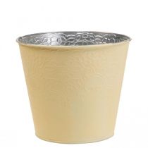 Istutuskone metallinen kukkaistutus pastellinkeltainen Ø16cm K14cm