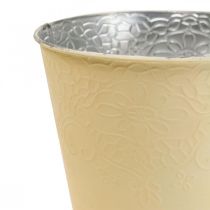 Istutuskone metallinen kukkaistutus pastellinkeltainen Ø20cm K16cm