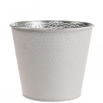 Istutuskone metallinen kukkaistutus pastellinvalkoinen Ø13,5cm K12,5cm