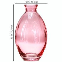 kohteita Sipulimainen maljakko, minimaljakoita, sävytettyä pinkkiä lasia, Ø7cm, K12cm, 6 kpl