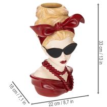 kohteita Naisen päämaljakko aurinkolaseilla ja helmikaulakorulla, 30 cm