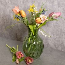 kohteita Lasimaljakko kohokuvioidulla tulppaanikuviolla sisustukseen, 22,5 cm