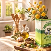 kohteita Oliiviöljymaljakko, keraaminen, ihanteellinen keittiön sisustukseen ja Välimeren pöytään, 18 cm