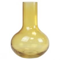 Maljakko keltainen lasimaljakko sipuli kukkamaljakko lasi Ø10.5cm K15cm