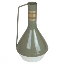 kohteita Vintage-koristeellinen metallinen kannu kahvalla harmaan ja kullan värisenä, Ø18 cm, korkeus 33 cm, ihanteellinen kuivakukille ja tekokasveille