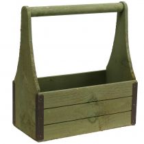 Vintage kasvilaatikko puinen työkalulaatikko oliivinvihreä 28×14×31cm