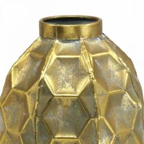 Vintage-maljakko kultainen kukkamaljakko hunajakennonäköinen Ø22,5cm K31cm