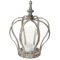 kohteita Vintage Lantern Crown Metal with Glass Grey Ø14cm K18.5cm