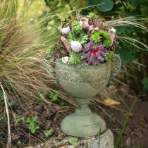 Vintage Cup Planter Metallinen maalaismainen pikari kahvoilla H26cm Ø19cm