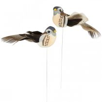 Lintukoristeet, linnut langalla, jousikoristeet sininen, ruskea H3,5cm 12kpl