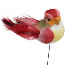 Kevät, lintu langalla, värikkäät kukkatulpat H2,5cm 24kpl
