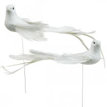 Valkoiset kyyhkyset, häät, koristekyyhkyt, lintuja vaijerilla H6cm 6kpl