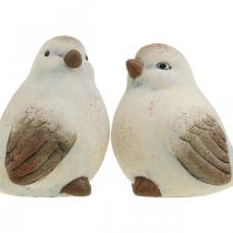 Keraamiset linnut, kevät, koristelinnut valkoinen, ruskea H7/7,5cm 6kpl