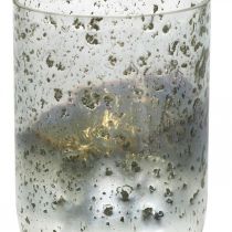 Kynttilän lasi kaksisävyinen lasi maljakkolyhty kirkas, hopea K14cm Ø10cm