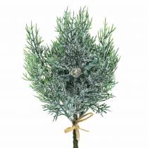 Deco-oksakataja käpyillä vihreä-jääpeitteinen, pesty sininen 25cm 2kpl.