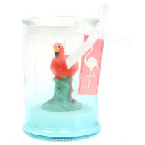 Lyhtypurkki Flamingo-kynttilällä 9cm