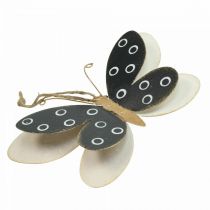 kohteita Wall Art Butterfly Deco Black White Gold Metal 15cm