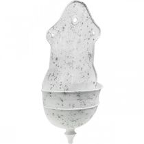 Shabby Chic -seinäkulho metallinen puolipyöreä valkoinen 24cm×10cm×47cm