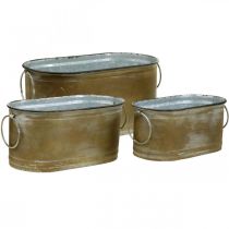 kohteita Setti Planter Metal Tub Vintage Retro L22,5cm/27cm/31cm