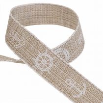 Kudottu nauha ankkuri deco nauha merenruskea, valkoinen 15mm 20m