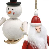 Joulukuusen koriste puinen joulupukki ja lumiukko 11cm 2 kpl setti